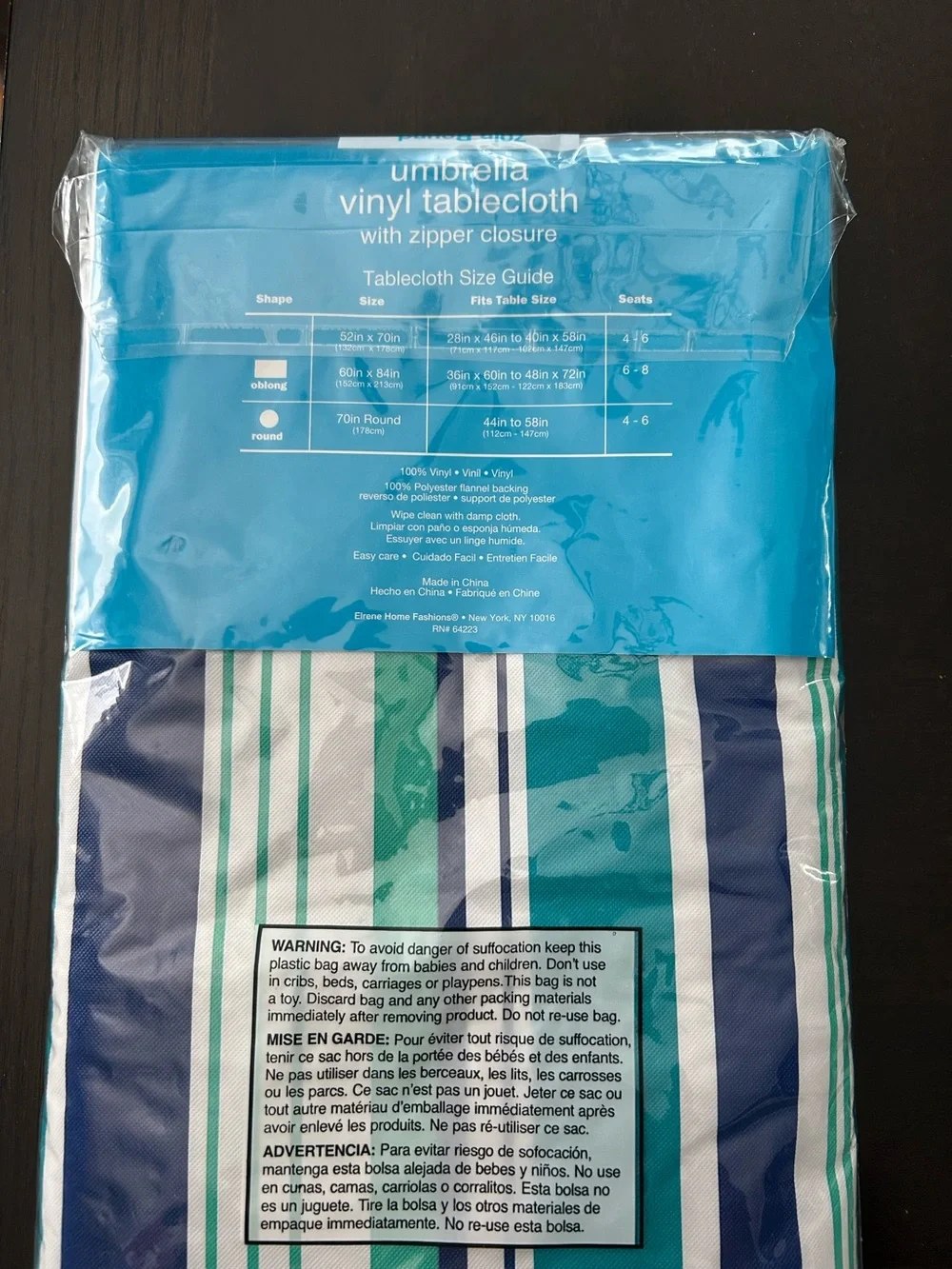 Umbrella Vinyl 70 in round Tablecloth